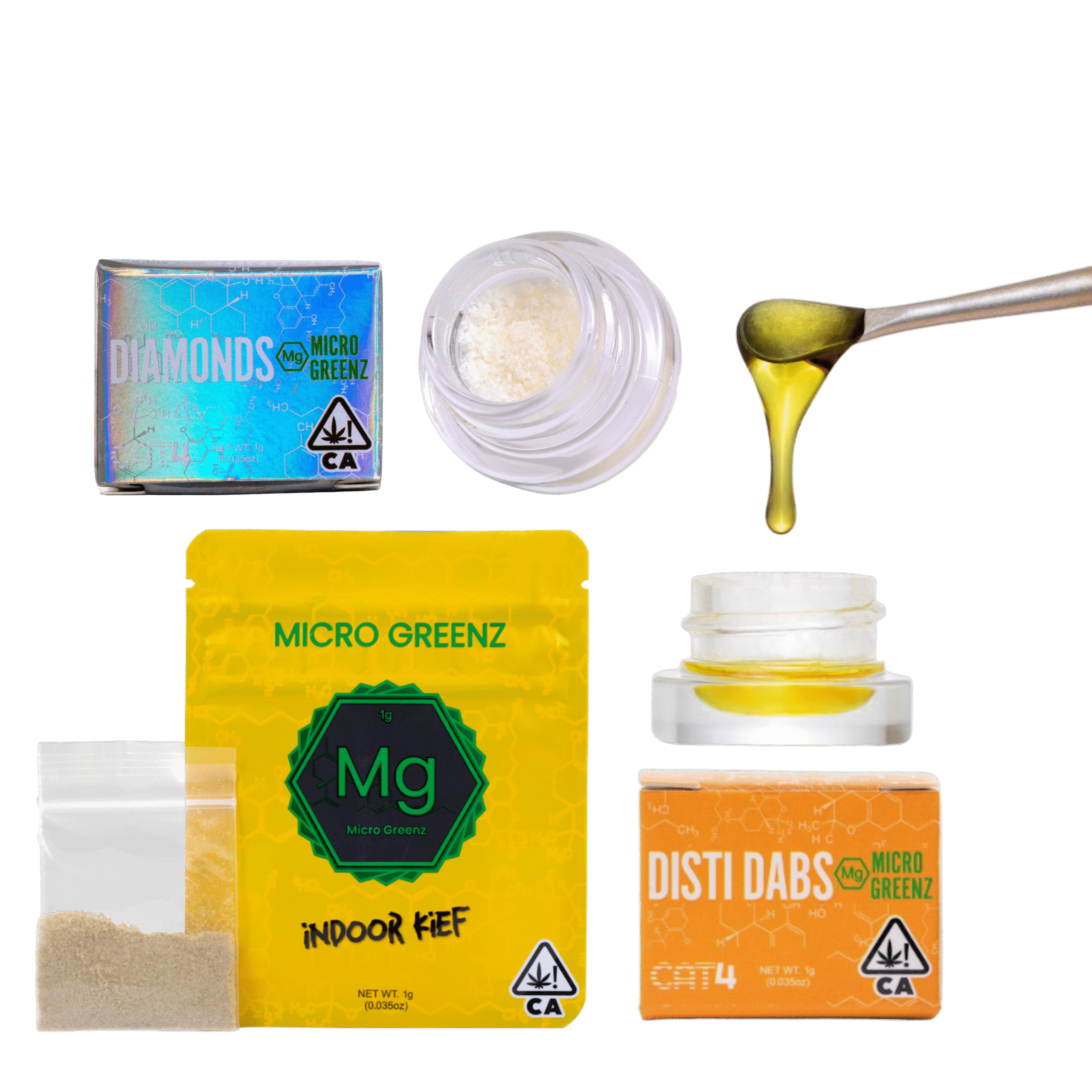 Micro Greenz kief, disti dabs and diamonds